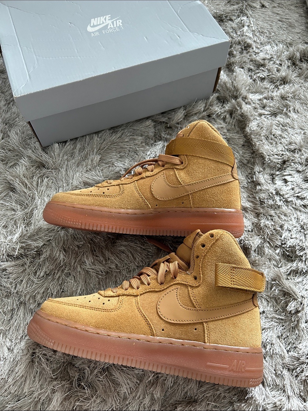 Nike High-Top Suede Sneakers in Wheat Brown